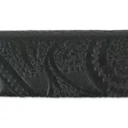 Leather band paisley pattern  15 mm black x50cm