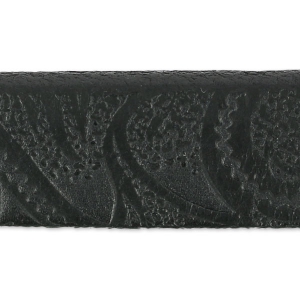 Leather band paisley pattern  15 mm black x50cm