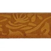 Leather band flower pattern 15 mm Camel x50cm