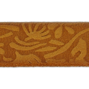 Leather band flower pattern 15 mm Camel x50cm