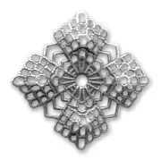 Filigree squared finding 22x22mm Old silver tone x1