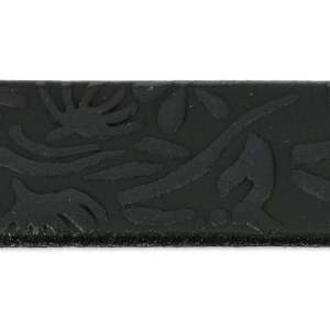 Leather band flower pattern 15 mm black x50cm