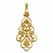 Filigree earrings 40x18mm fine Gold plated x1