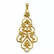 Filigree earrings 40x18mm fine Gold plated x1