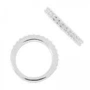 Ring with settings for  1028 cabochons 1.8 mm size52 rhodium  x1