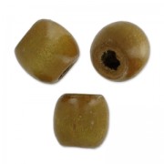 Oval beads with big hole in wood 18x16 mm brown x20