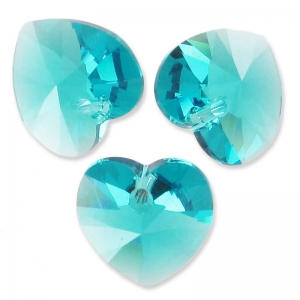 Swarovski 6228 10.3x10 mm Blue Zircon hearts x6