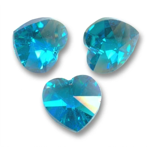 Swarovski 6228 hearts 10.3x10 mm Blue Zircon AB x6