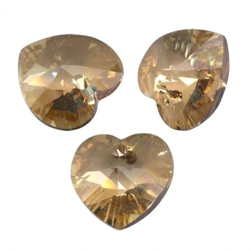 Swarovski 6228 10.3x10 mm Crystal Golden Shadow hearts x6
