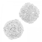 Round filigreed with rhinestones 13 mm silver tone/Crystal x1