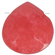 Beads Facetted pears in coloured jade  13 mm Red Coral x4