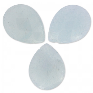 Beads Facetted pears in coloured jade 17x13 mm light grey  x4