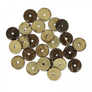 wooden beads coco discus 15 mm brown x25