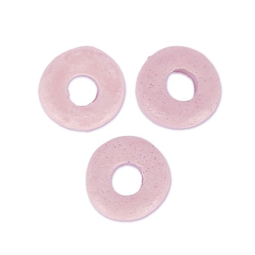 Heishi beads ceramic rondelles 7 mm Old pink mat x10