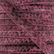 Leather cord with topstitching 4mm Imitation snake Fuchsia x1 m