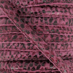 Leather cord with topstitching 4mm Imitation snake Fuchsia x1 m