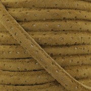 Leather cord with topstitching 4mm with little holes light braun x1 m|raw }}