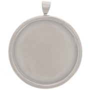 Pendant for 25mm round flat back cab Stainless steel setting x1