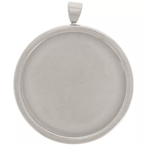 Pendant for 25mm round flat back cab Stainless steel setting x1
