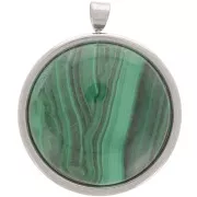 Pendant for 25mm round flat back cab Stainless steel setting x1