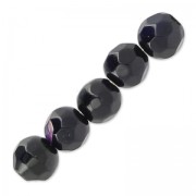Beads Faceted round beads in coloured agate 4 mm Dark Amethyst x20