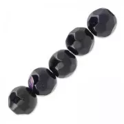 Beads Faceted round beads in coloured agate 4 mm Dark Amethyst x20
