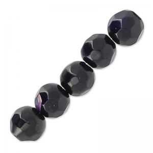 Beads Faceted round beads in coloured agate 4 mm Dark Amethyst x20