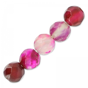 Beads Faceted round beads in coloured agate 4 mm Fuchsia x20