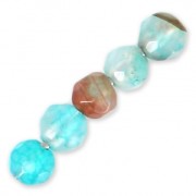 Beads Faceted round beads in coloured agate 4 mm Aqua Jade x20