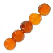 Beads Faceted round beads in coloured agate 4 mm Orange x20