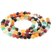 Bead Set of faceted rondels tinted agate 4 mm Multicolour x35cm