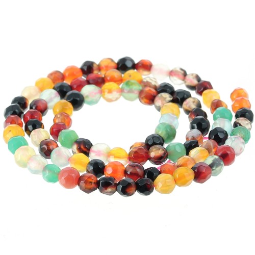 Bead Set of faceted rondels tinted agate 4 mm Multicolour x35cm