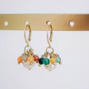 Bead Set of faceted rondels tinted agate 4 mm Multicolour x35cm