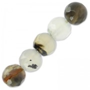 Beads Rondes facettées en agate teintée 6 mm Black/White Opal x15|raw }}