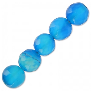 Beads Faceted round beads in coloured agate 6 mm Dark Turquoise x15