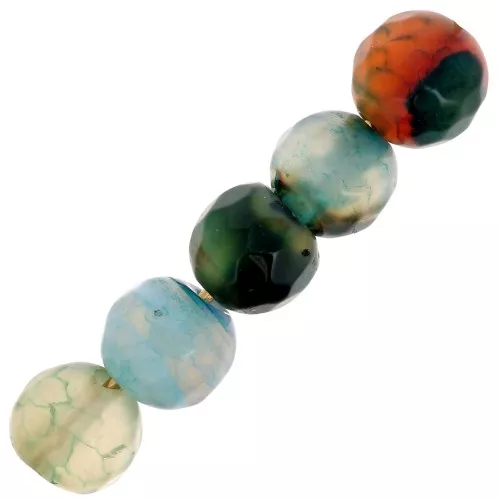 Beads Faceted round beads in coloured agate 6 mm Green Turquoise x15