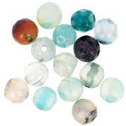 Beads Faceted round beads in coloured agate 6 mm Green Turquoise x15