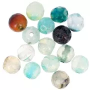 Beads Faceted round beads in coloured agate 6 mm Green Turquoise x15