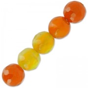 Beads Faceted round beads in coloured agate 6 mm Orange x15