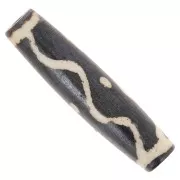 Decorated olive-shaped beads, 32x8 mm x5