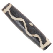 Decorated olive-shaped beads 32x8mm x5