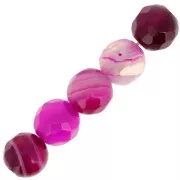 Bead Faceted round beads in coloured agate 6 mm Dark fuchsia x15