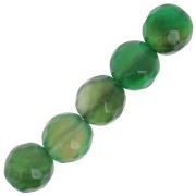 Beads Faceted round beads in coloured agate 6 mm Emerald green x15|raw }}