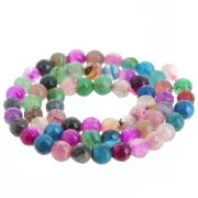 Bead Set of faceted round beads in coloured agate 6 mm Multicolour x35cm