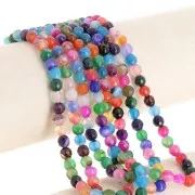 Bead Set of faceted round beads in coloured agate 6 mm Multicolore x35cm