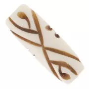 Decorated Cylinder Beads, 24x9 mm x5