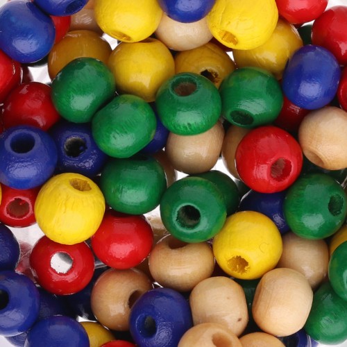 Wooden round beads 6mm Multicolor x125