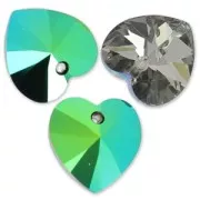 PureCrystal 6228 Heart 14,4x14mm Crystal Scarabaeus Green x1