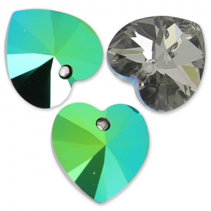 PureCrystal 6228 Heart 14,4x14mm Crystal Scarabaeus Green x1