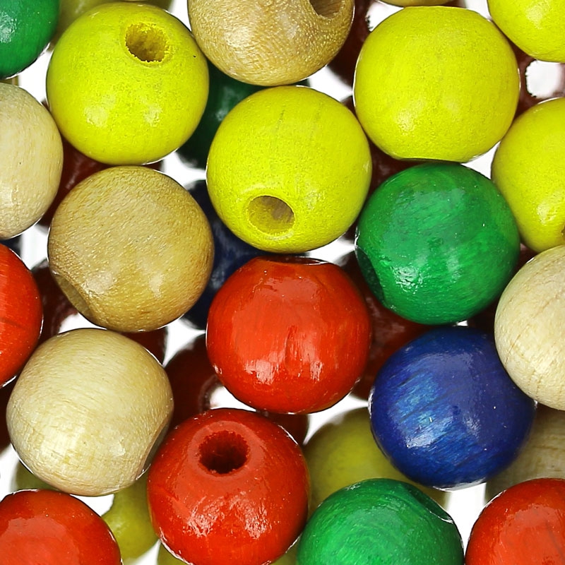 Wooden round beads 8 mm Multicolor x85 Perles & Co